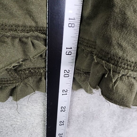 Womens Olive Green Decree Ruffle Blazer Jacket 3/4 Sleeves 100% Cotton Size XL - Picture 9 of 10